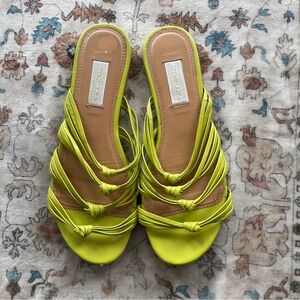 STINE GOYA Neon Yellow Knotted Multi-Strap Slide Sandals